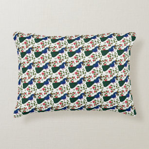 Cute Bird Floral Pattern Colorful Blue Bird with Accent Pillow