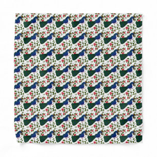Cute Bird Floral Pattern Colorful Blue Bird with Bandana