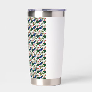 Cute Bird Floral Pattern Colorful Blue Bird with Insulated Tumbler