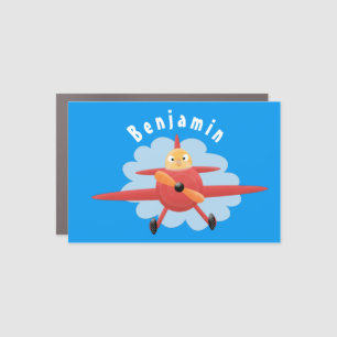 Cute bird flying red airplane cartoon illustration car magnet