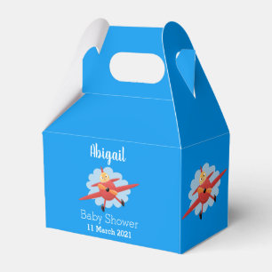 Cute bird flying red airplane cartoon illustration favor boxes