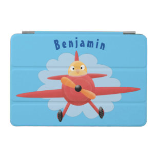 Cute bird flying red airplane cartoon illustration iPad mini cover