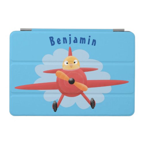 Cute bird flying red airplane cartoon illustration iPad mini cover