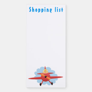 Cute bird flying red airplane cartoon illustration magnetic notepad