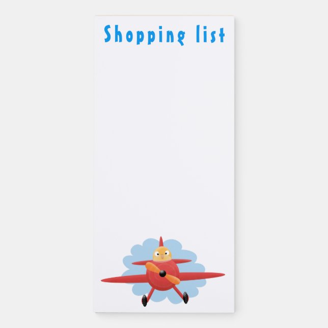 Cute bird flying red airplane cartoon illustration magnetic notepad (Front)
