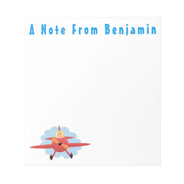 Cute bird flying red airplane cartoon illustration notepad (Front)