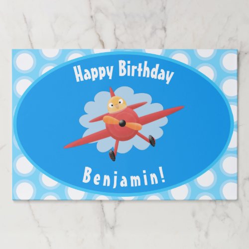 Cute bird flying red airplane cartoon illustration paper pad