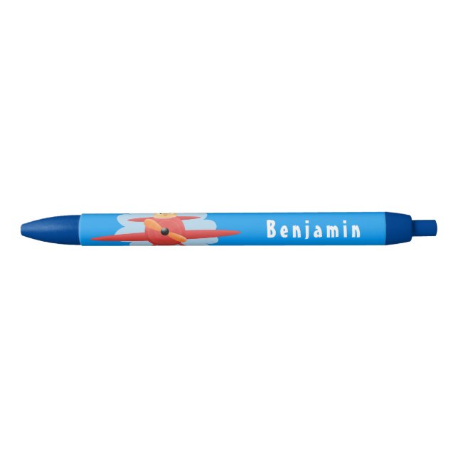 Cute bird flying red airplane cartoon illustration pen (Front)