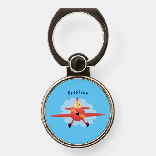 Cute bird flying red airplane cartoon illustration phone ring stand