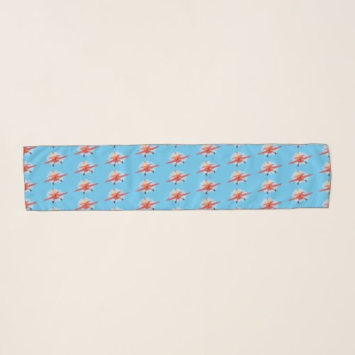 Cute bird flying red airplane cartoon illustration scarf