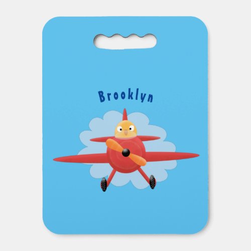 Cute bird flying red airplane cartoon illustration seat cushion