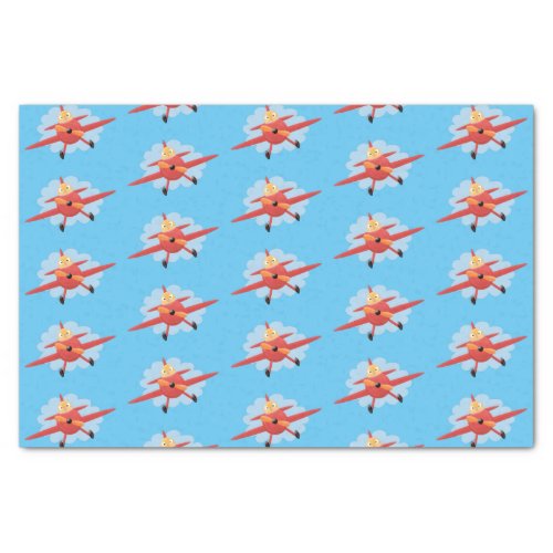 Cute bird flying red airplane cartoon illustration tissue paper