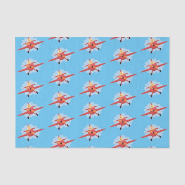 Cute bird flying red airplane cartoon illustration tissue paper (Front)