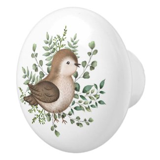 Cute Bird Forest Greenery Woodland Baby Nursery Ceramic Knob