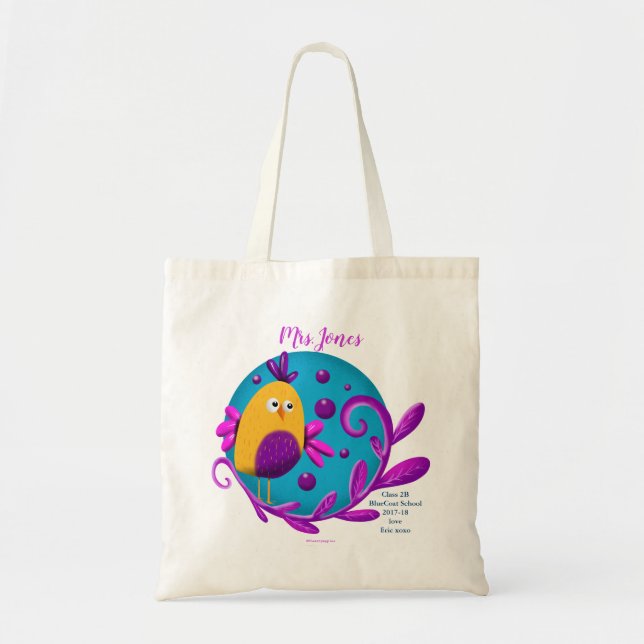 cute Bird gift for teacher. Thank you retirement Tote Bag (Front)