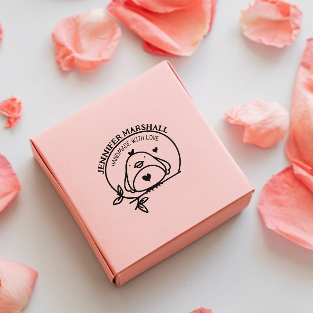 Cute Bird Handmade with Love by (custom name)   Rubber Stamp (Creator Uploaded)