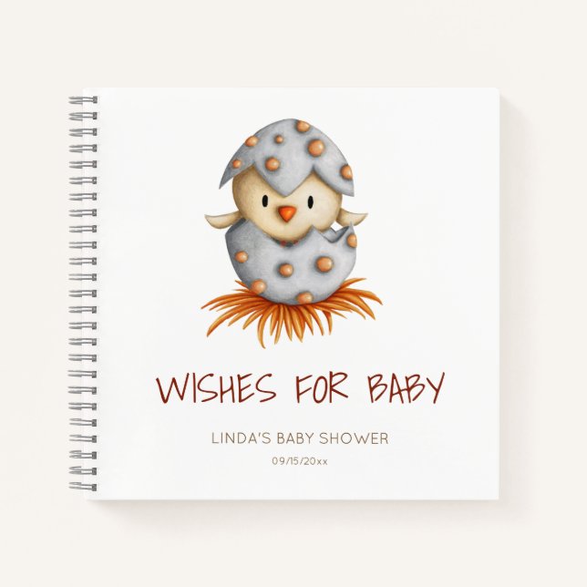 Cute Bird Hatching Baby Shower Guest Book (Front)