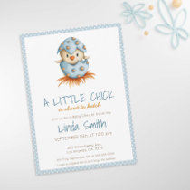 Cute Bird Hatching Boy Blue Baby Shower Invitation