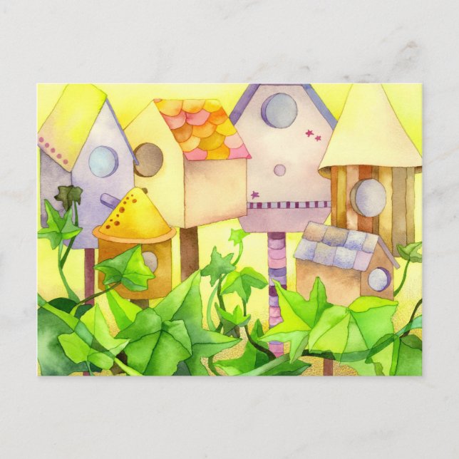 Cute Bird House New Home Announcement Postcard (Front)