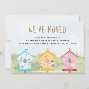 Cute Bird Houses Moving Announcement Card