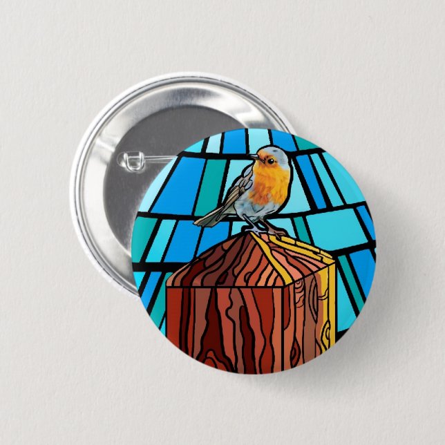 Cute bird in vibrant colour button (Front & Back)