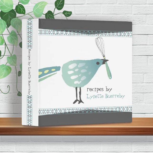 Cute bird kitchen whisk cookbook recipe binder (Creator Uploaded)