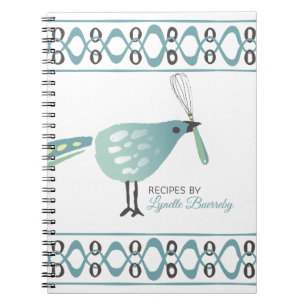 Cute bird kitchen whisk recipe notebook cookbook