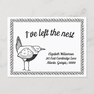 Cute Bird Left The Nest New Home Address Moved Announcement Postcard