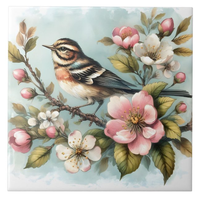 Cute bird lovers crafting home business  ceramic tile (Front)