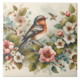 Cute bird lovers crafting home business ceramic tile