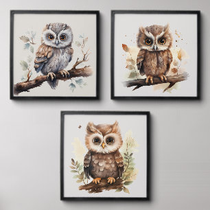 Cute bird lovers owl peel and stick photo tile