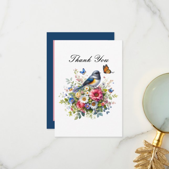 Cute bird lovers thank you card (Front/Back In Situ)