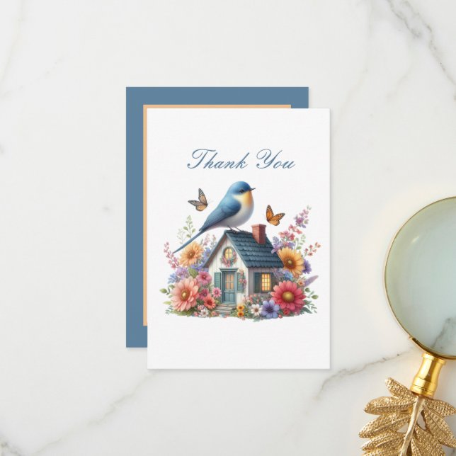 Cute bird lovers  thank you card (Front/Back In Situ)
