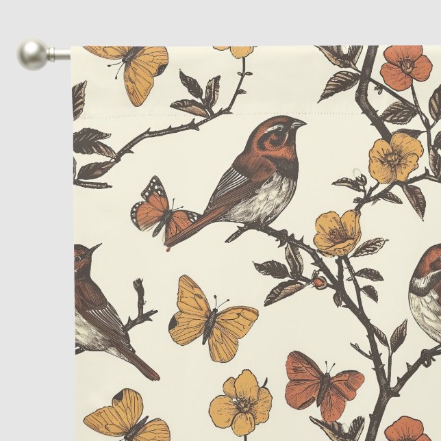 Cute bird lovers tiled pattern  blackout curtains (Pocket)
