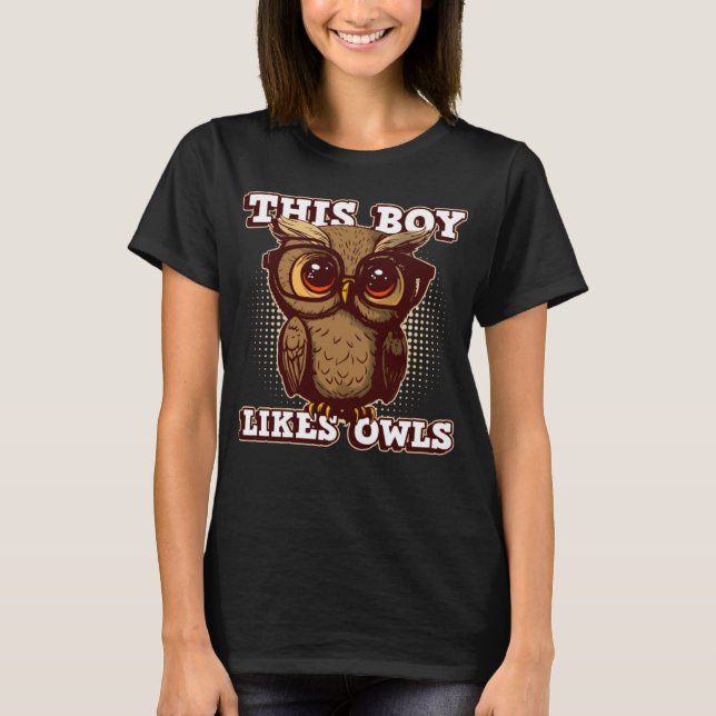 Cute Bird Night Forest Animal Owls Nature T-Shirt (Front)