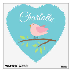 Cute bird on a branch nursery room wall art decal