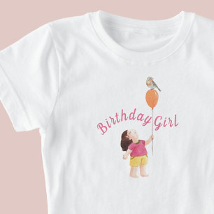 Cute Bird on Balloon Kids Birthday Party T-Shirt