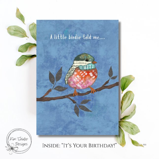Cute Bird on Branch Birthday Card (Creator Uploaded)
