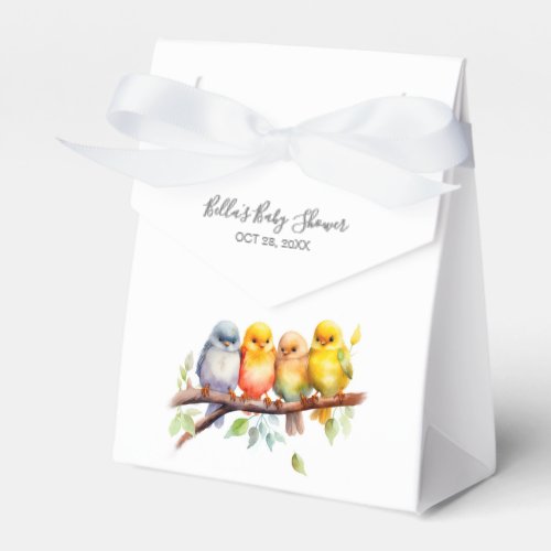 Cute Bird on Tree Branch Baby Shower Favor Boxes