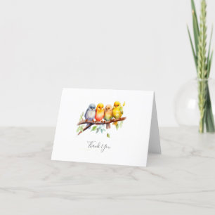 Cute Bird on Tree Branch Baby Shower Letterpress Thank You Card