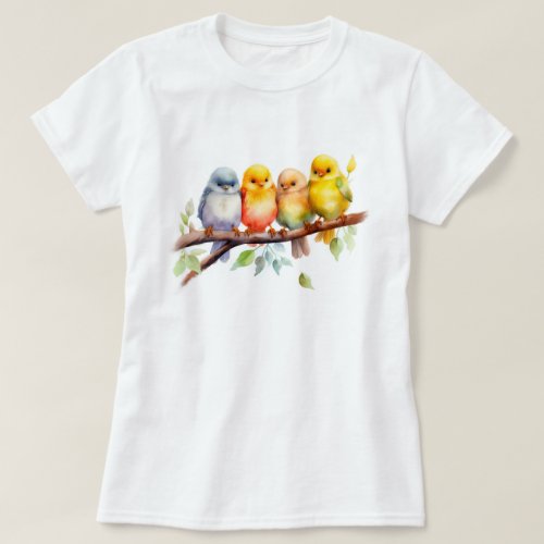 Cute Bird on Tree Branch Baby Shower T_Shirt