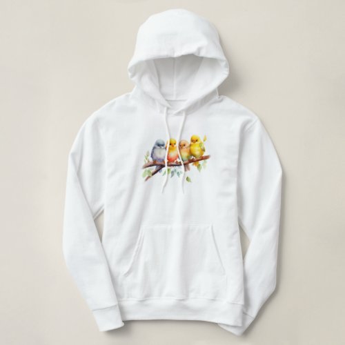 Cute Bird on Tree Branch Hoodie