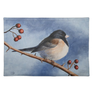 Cute Bird Oregon Junco and Winter Berries Placemat