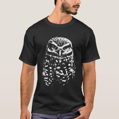 Cute Bird Owl Black White Design For Women Men Kid T_Shirt