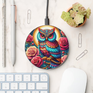 Cute bird owl lovers wireless charger