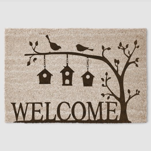 Cute Bird Pair Feeder Tree Nature Welcome  