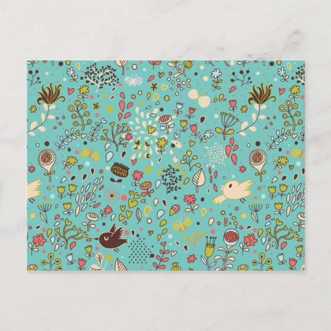Cute Bird Pattern Five Postcard (Front)
