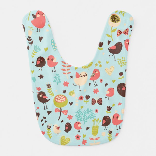 Cute Bird Pattern Four Baby Bib (Front)