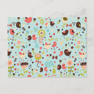 Cute Bird Pattern Four Postcard