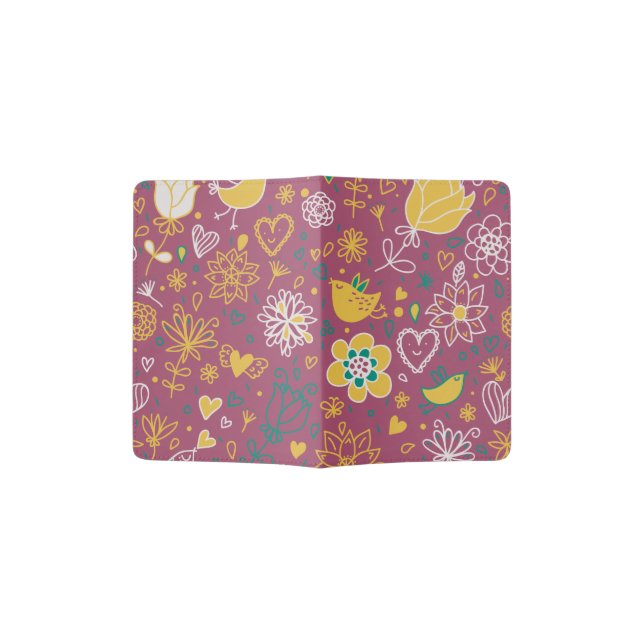 Cute Bird Pattern Two Passport Holder (Opened)
